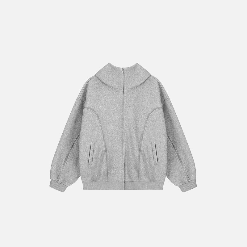 Curved Seam Zip-Up Hoodie