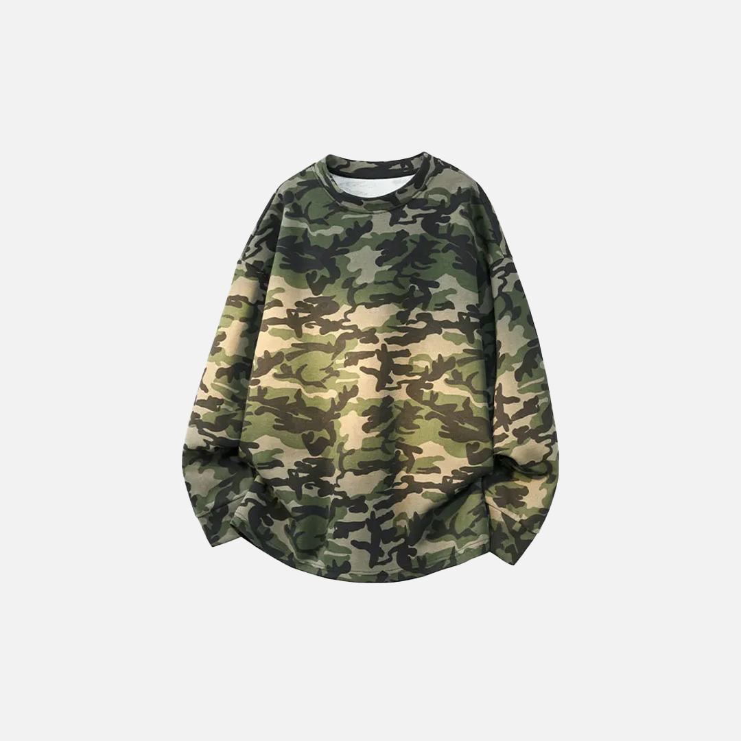 Retro Japanese Camouflage Long Sleeve Sweatshirt