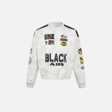 Streetwear American Retro Print Racing Sweatshirt