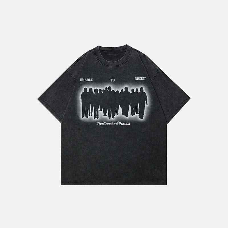 Vintage Washed Black Graphic Team T-Shirt