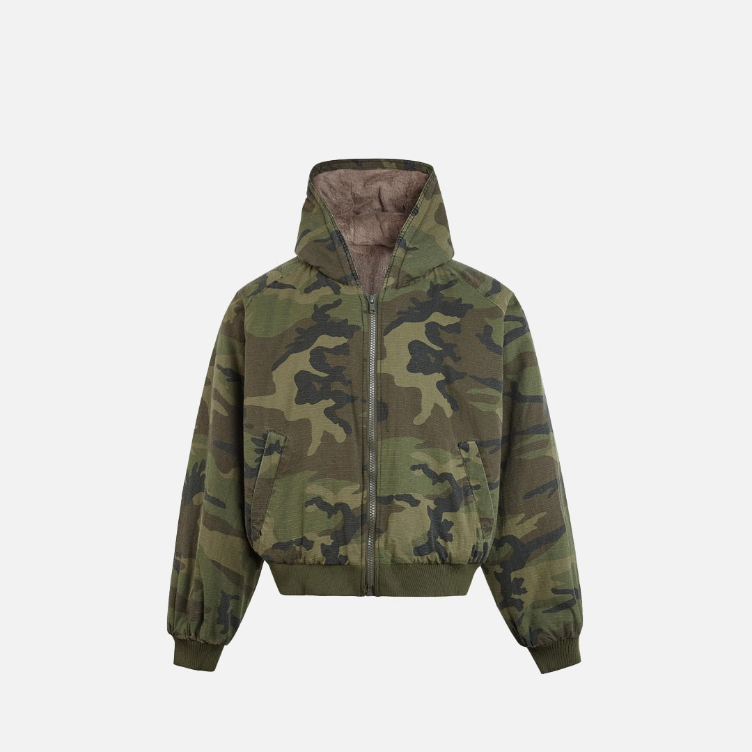 Veste d'hiver camouflage en fourrure épaisse