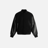 Spliced Retro PU Leather Baseball Varsity Jacket