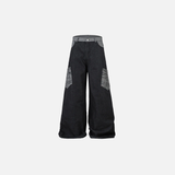 Vintage Distressed Wide Leg Denim Cargo Jeans