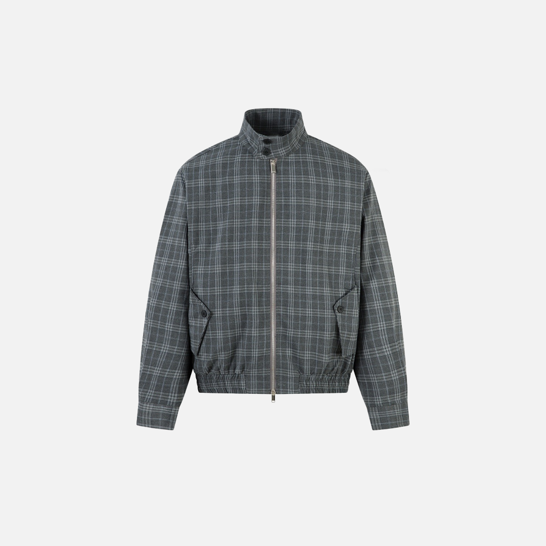 Vintage Plaid Two Way To Wear Zipper Jacket