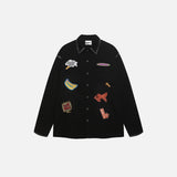 Chemise en jean brodée style hip-hop respirante