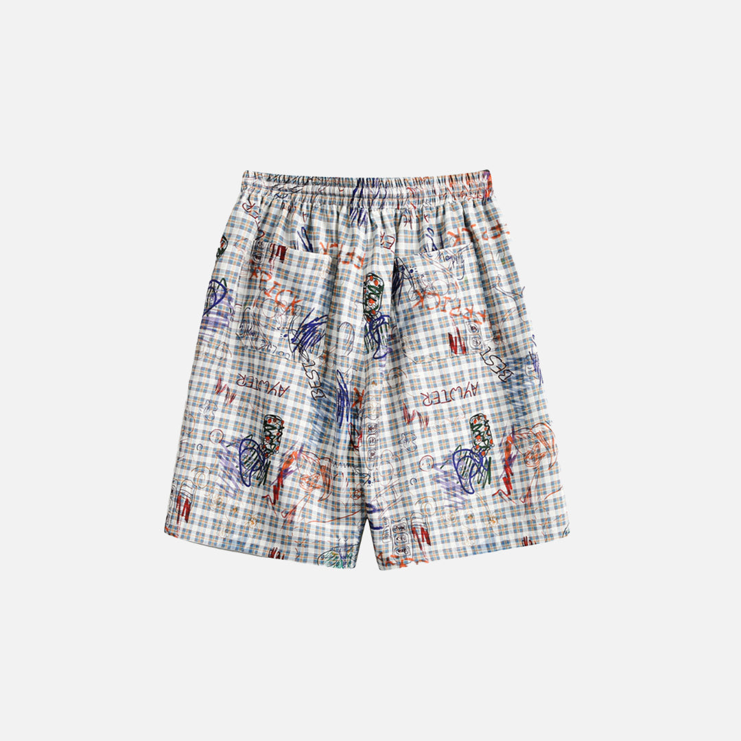 Plaid Graffiti Loose Punk Shorts