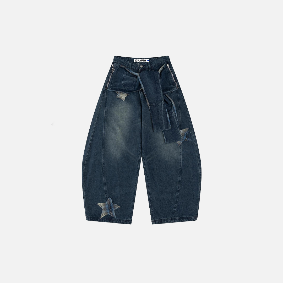 Jeans mit Sternenstickerei und lockerer Passform