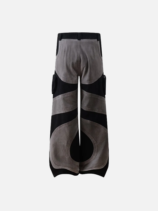 Vintage Hip Hop Patchwork Denim Cargo Jeans