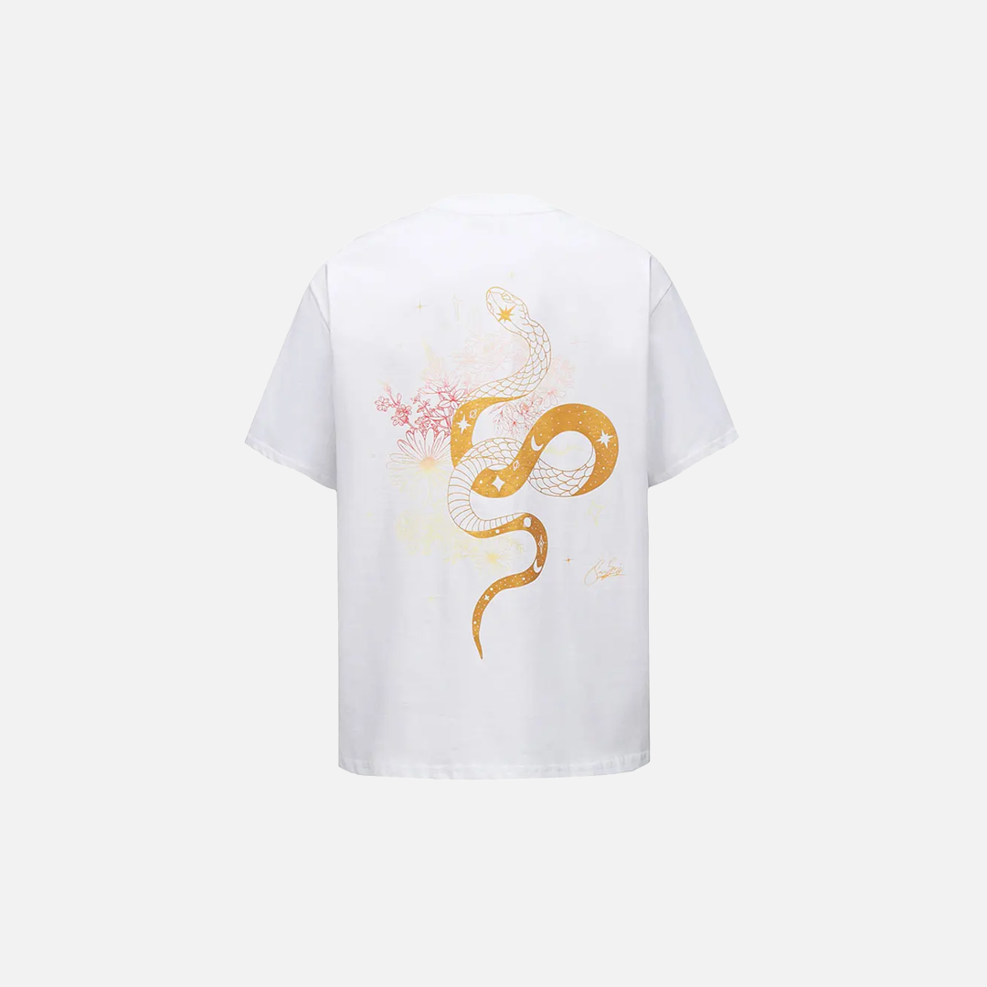 Y2K Python Flower Graphic Printed Cotton T-Shirt