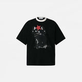 T-shirt oversize à manches courtes imprimé chat