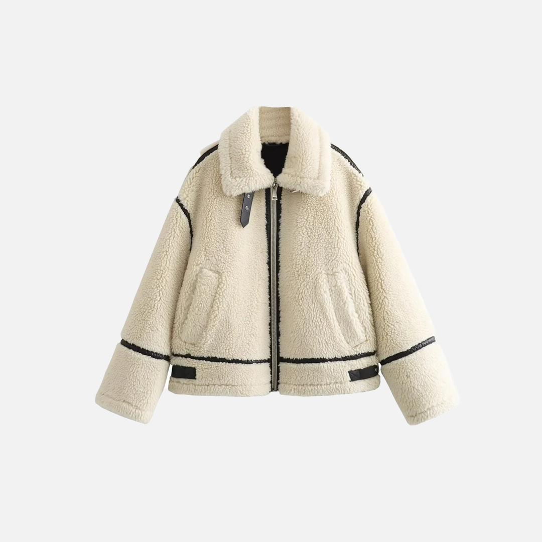 European Style Artificial Faux Fur Motorcycle Jacket