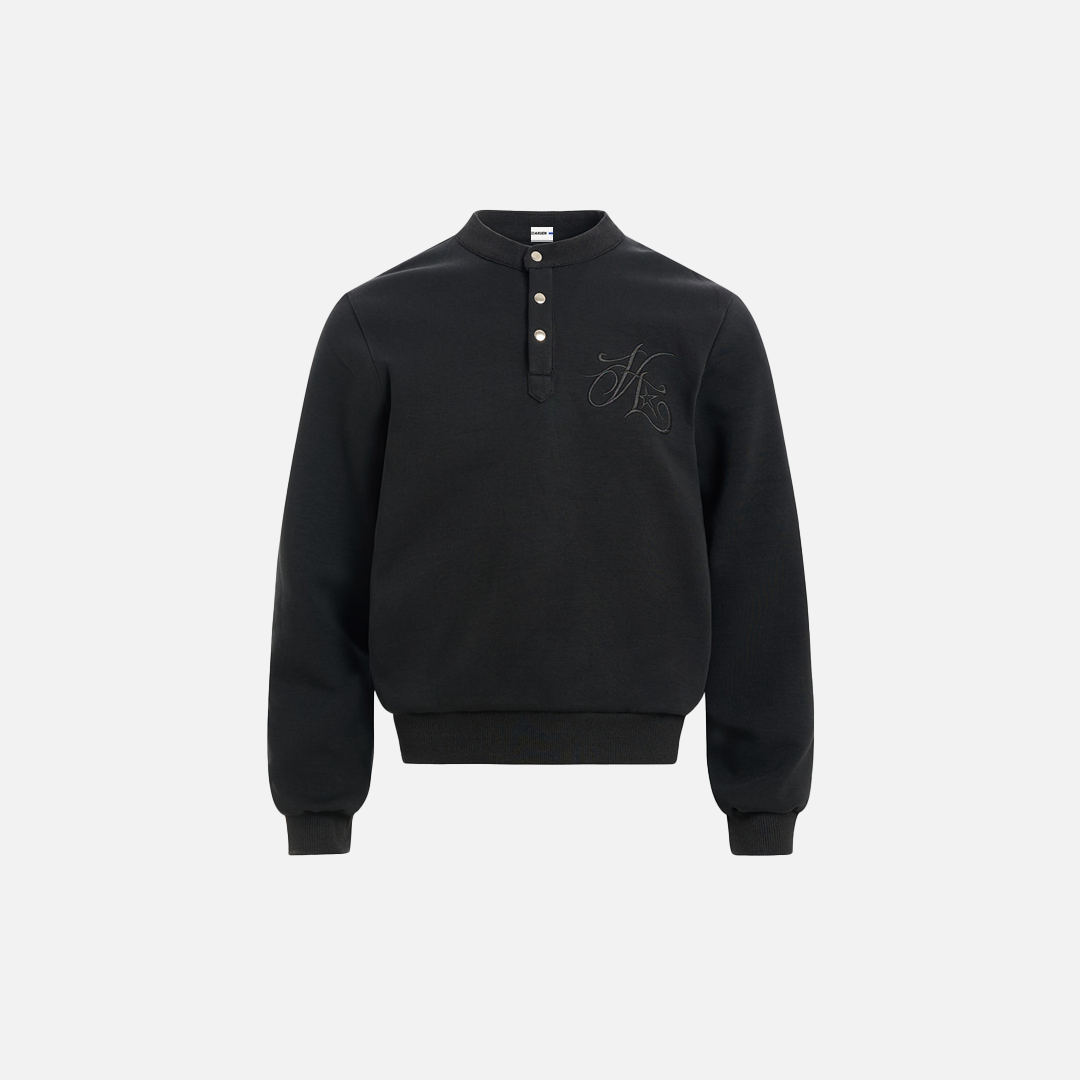 Minimalist Embroidered Button-Up Casual Sweatshirt