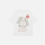 Angel Print Loose Short T-Shirt