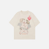 Angel Print Loose Short T-Shirt