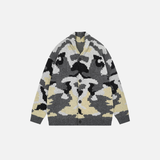 ウィンターストリートウェア カモフラージュニットカーディガン