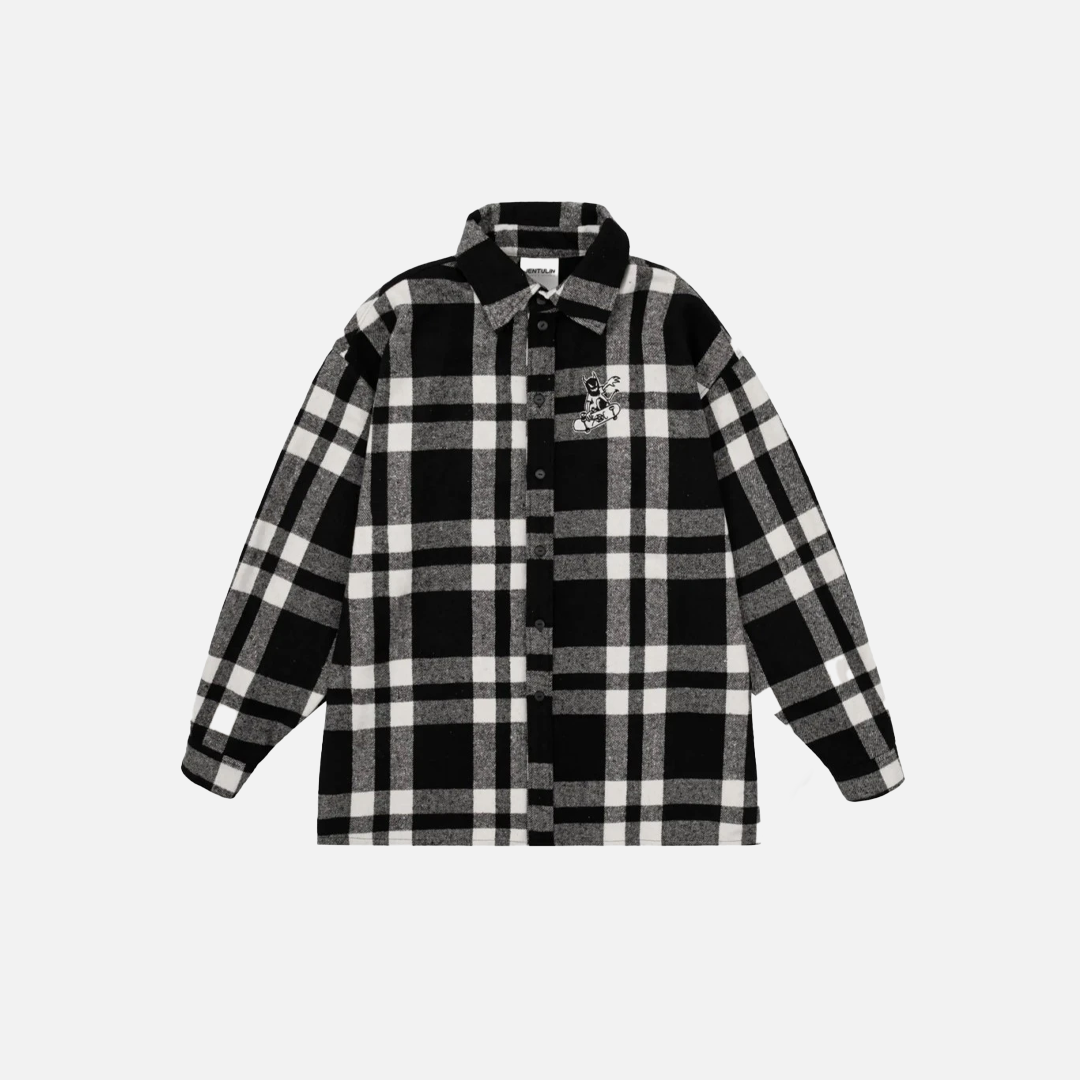 Chemise longue oversize à imprimé graphique brodé