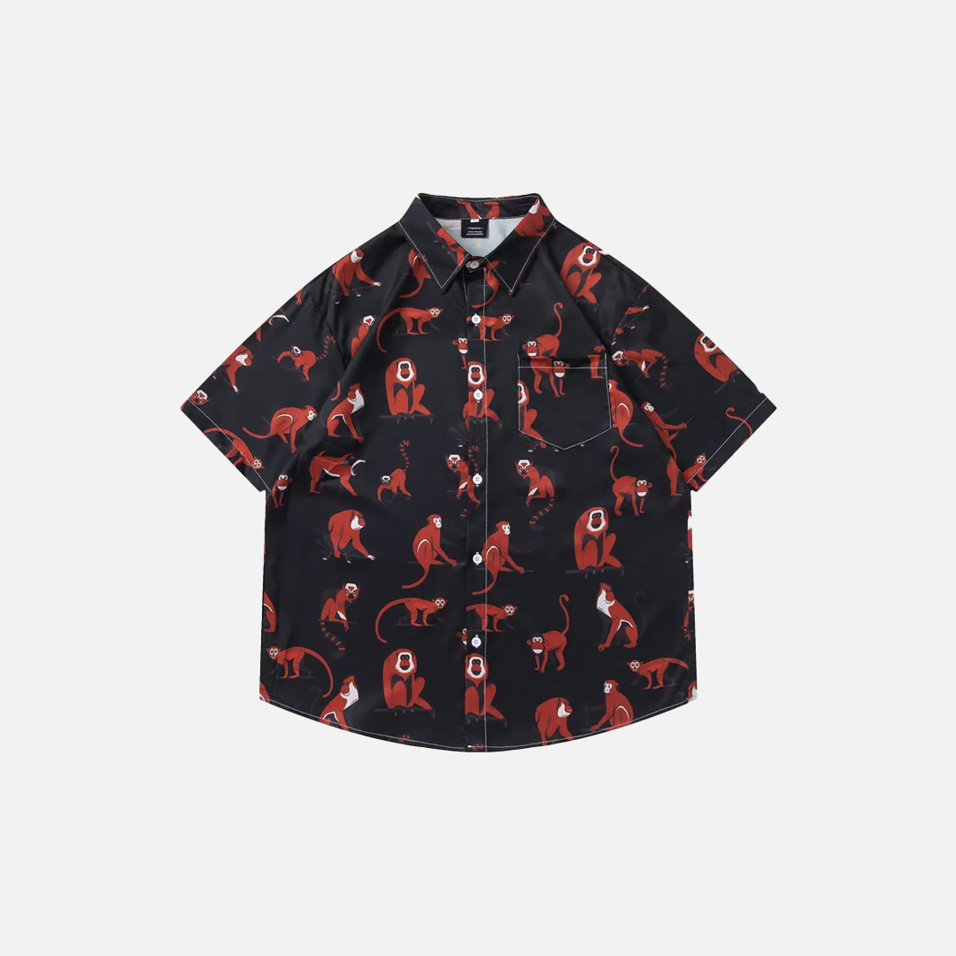 Colorful Cute Monkey Graphic Beach Shirt