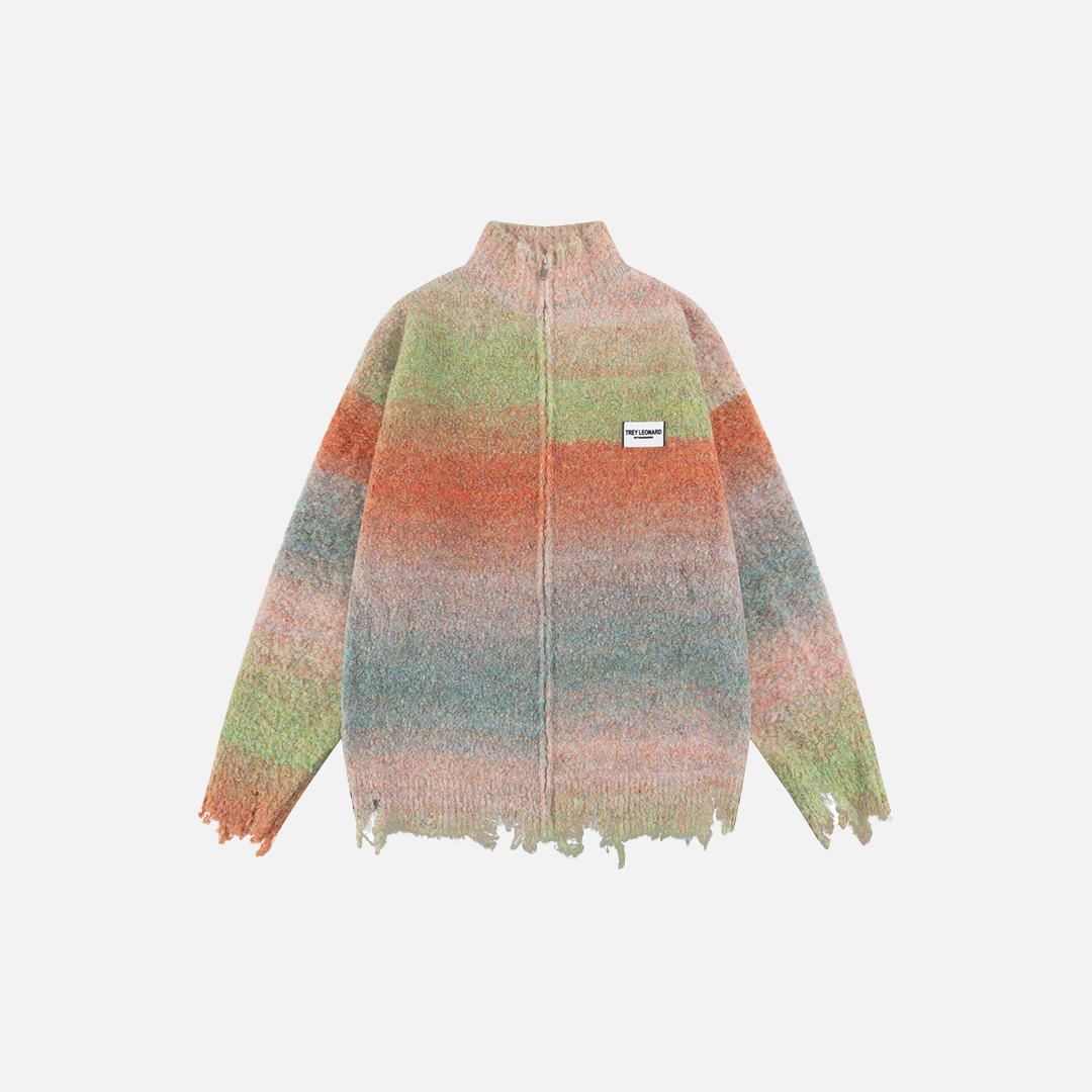 Lässiger, farbenfroher Farbverlauf-Strickcardigan