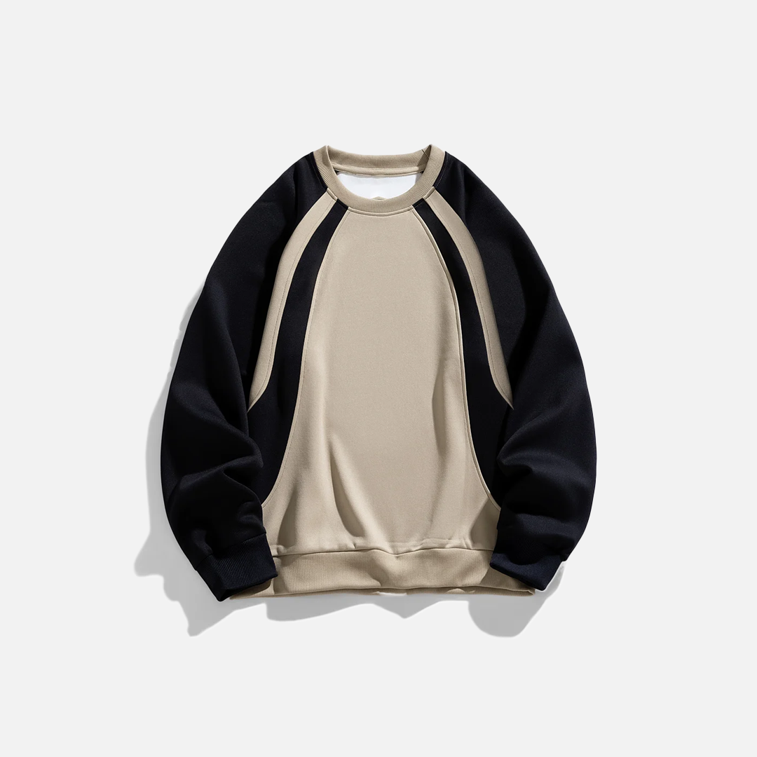 Chic Retro Color Block Casual Sweatshirt