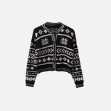 Strickcardigan im französischen Retro-Stil mit Waldjacquardmuster