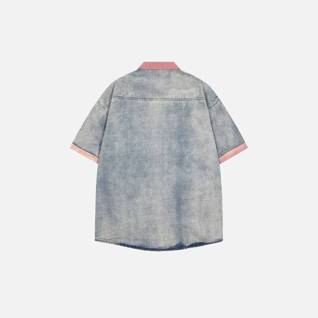 Chemise en jean délavé rétro et respirante à boutons