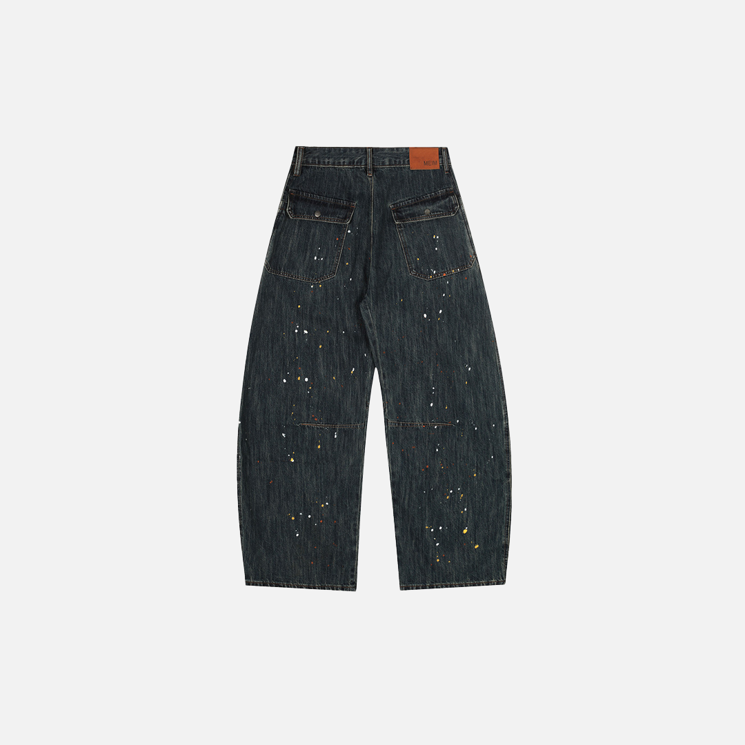 Y2K Streetwear Jeans mit auffälligem Farbspritzer-Print