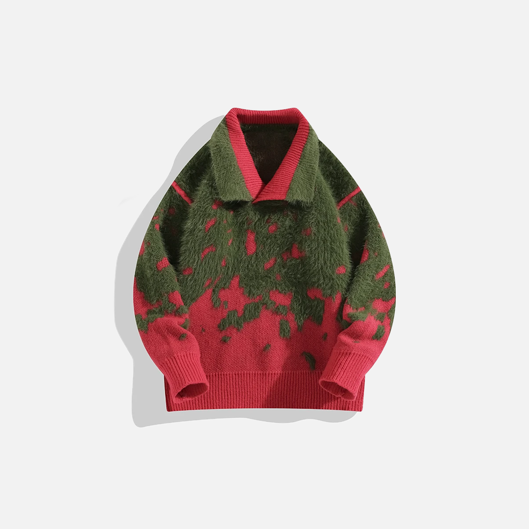 Pull de Noël en maille à revers contrastés