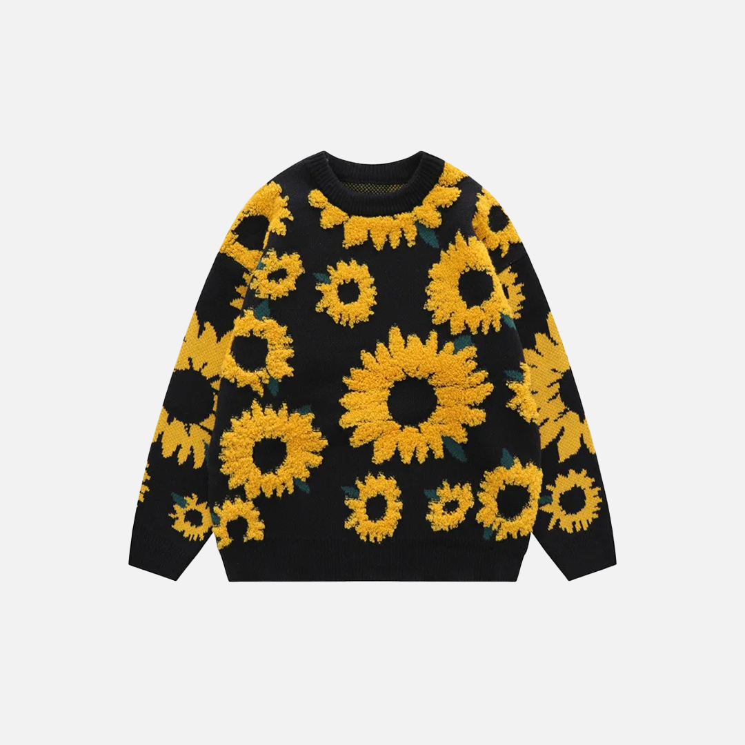 Strickpullover mit Sonnenblumenmuster