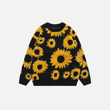 Pull en maille texturée à motif tournesol