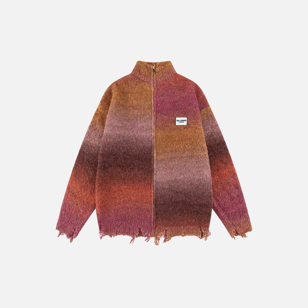 Lässiger, farbenfroher Farbverlauf-Strickcardigan