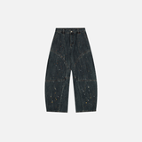 Y2K Streetwear Jeans mit auffälligem Farbspritzer-Print