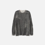 Distressed Cable Knit Sweater
