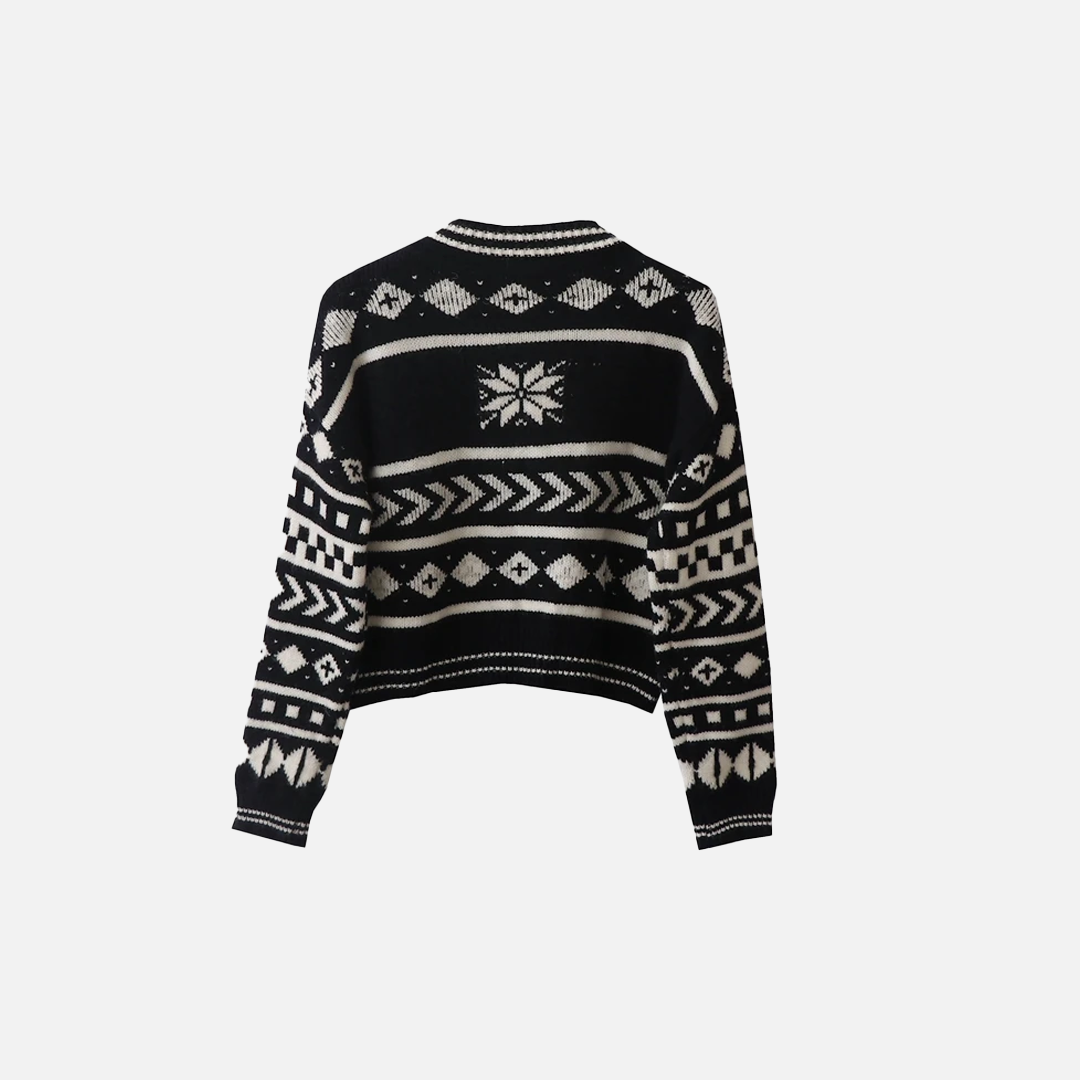 Strickcardigan im französischen Retro-Stil mit Waldjacquardmuster