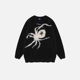 Pull noir à étoiles d'araignée, pull gothique punk