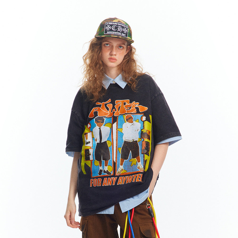 T-shirt à l'effigie de personnages hip-hop américains