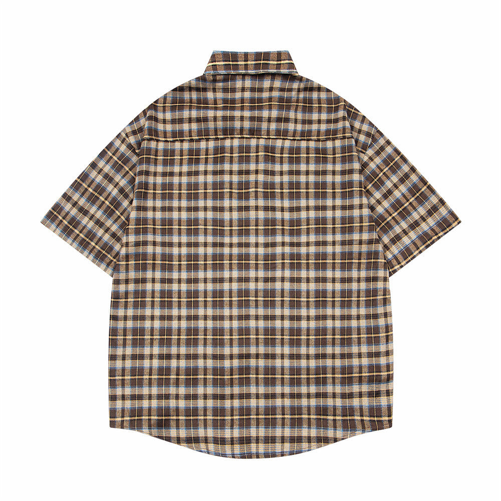 Chemise à carreaux élégante brodée de dessins animés