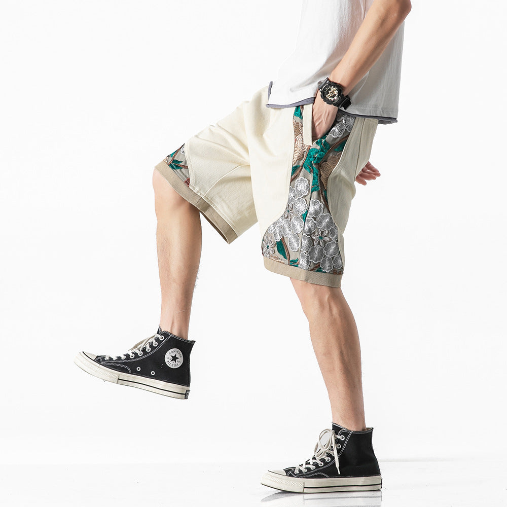 Embroidered Lace Stitched Sports Shorts