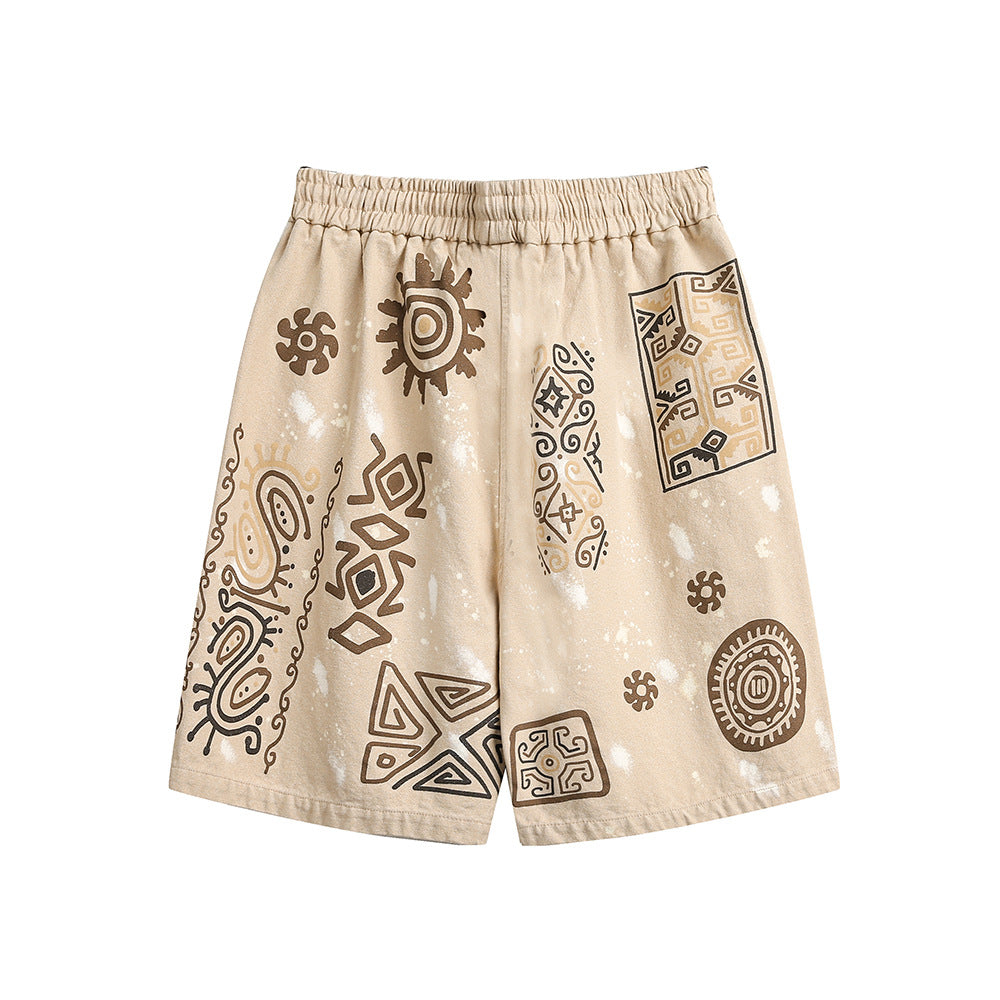 Kurze Shorts mit Graffiti-Print, locker geschnitten 