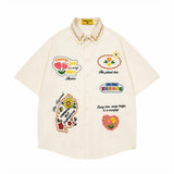 Chemise d'été tendance à revers ample brodée