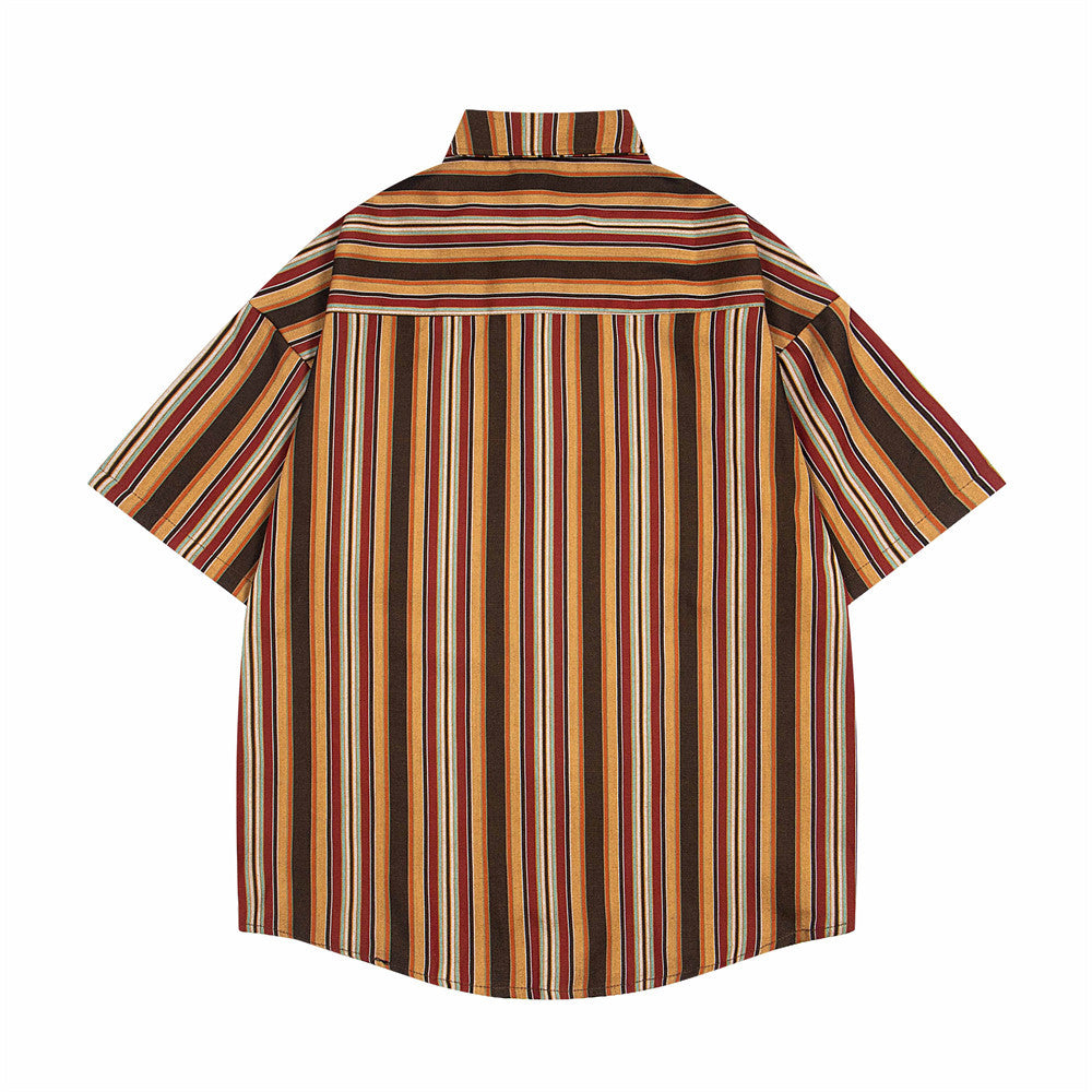 Chemise d'été ample rétro à rayures verticales