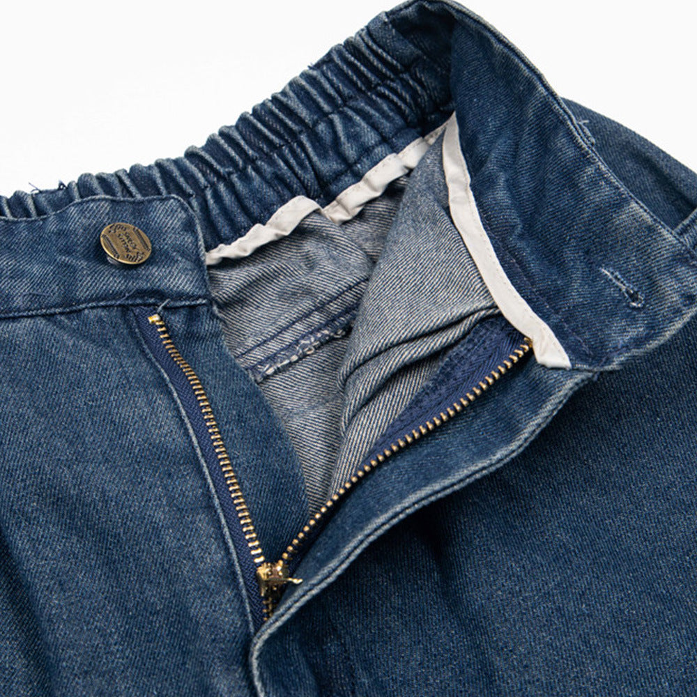 Jean large en denim brodé de motifs de dessins animés