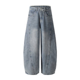 Weite Jeans mit Tintenmuster