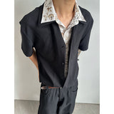 Flattering Black Linen Collared Casual Shirt