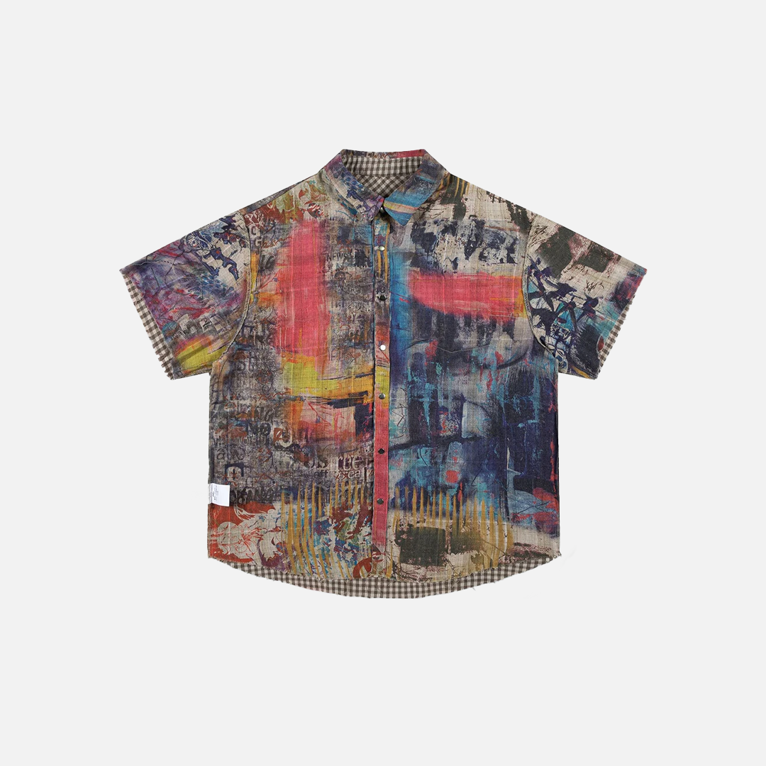 Chemise oversize vintage imprimée hip-hop