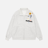 Sweat à capuche Y2K confortable et amovible à motif floral