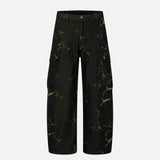 Lightning Cracked Pocket Workwear Wide Leg Jeans