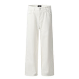Burr-Edge Straight Wide-Leg Jeans