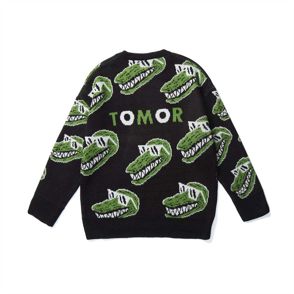 Cartoon Dinosaur Full-Print Sweater