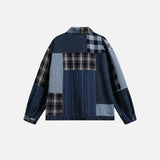 Streetwear Artisan Blend Checkered Denim Jacket