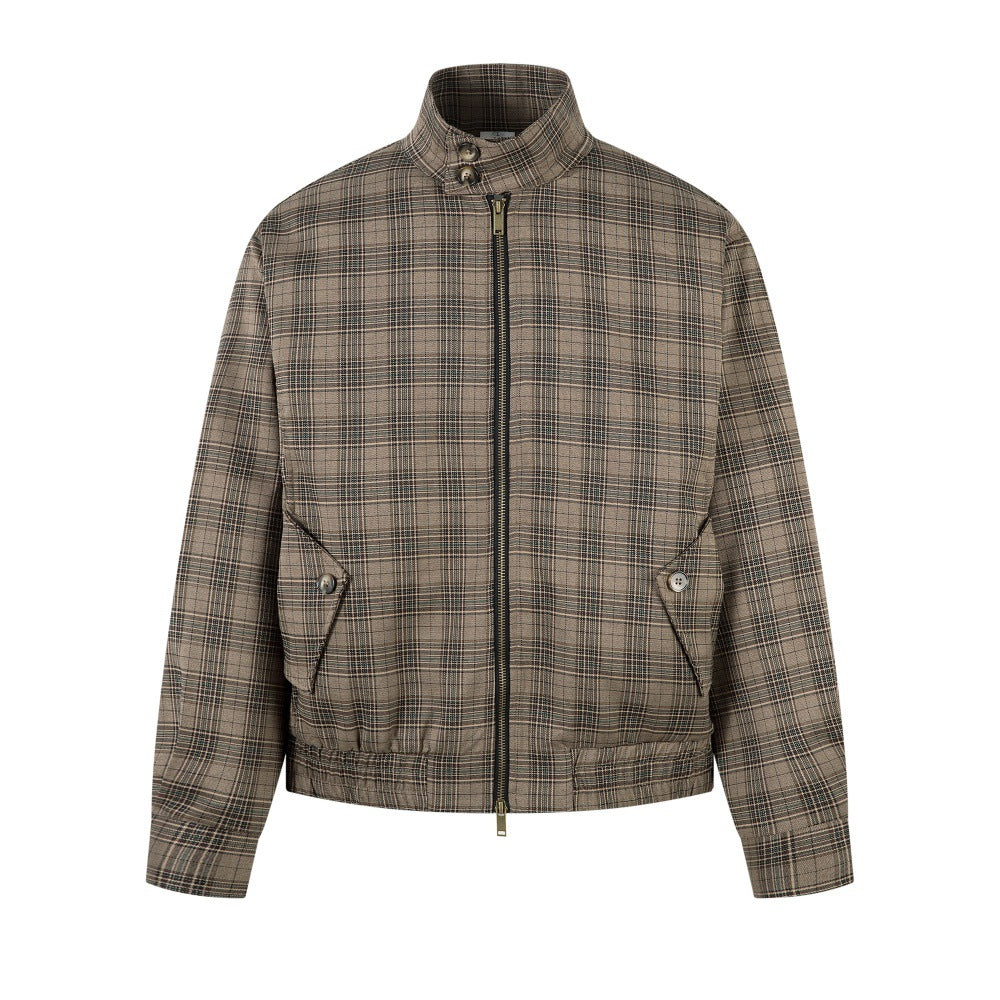 Herren Vintage Karojacke mit Stehkragen